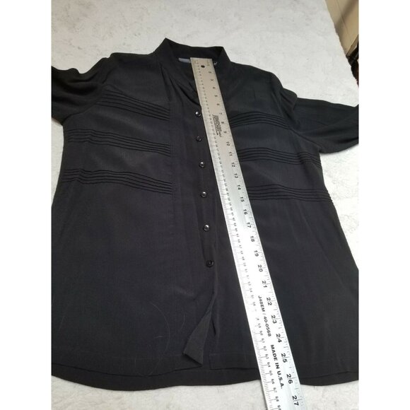 HW New York Womens Button Up Long Sleeve Shirt Blouse Top Small Black - Picture 5 of 5